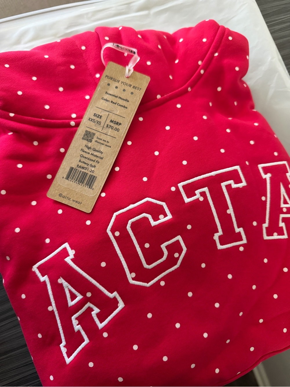 Women's Polka Dot Red Hoodie with Lettering